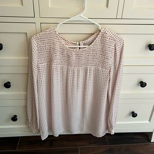 LOFT Pink Dotted Blouse Size Small